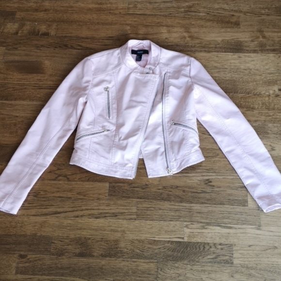 Forever 21 Jackets & Blazers - Pink Vegan Leather Cropped Motorcycle Style Small